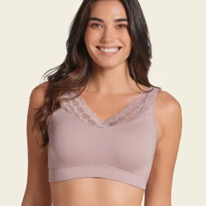 Mastectomy Pocketed Lace Trim Wireless Bra
